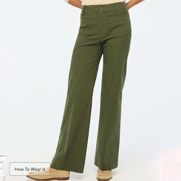 J. Crew Factory Pants - J. Crew Factory High-rise patch-pocket wide-leg pant Linen 29 BW803 green